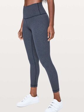 Lululemon Wunder Under Jacquard Dot Leggings, Black White, Sz 4